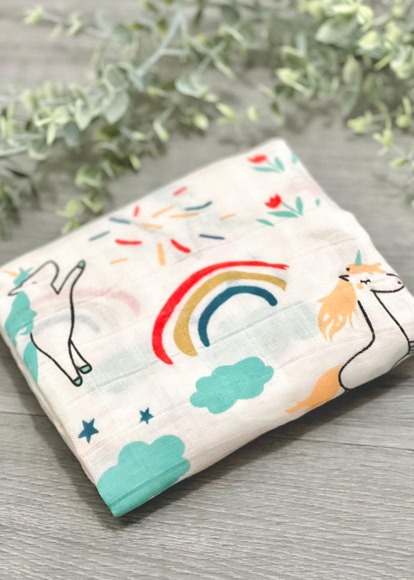 Muslin Unicorn Swaddle Blanket