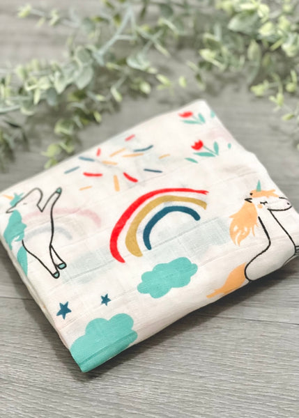 Muslin Unicorn Swaddle Blanket